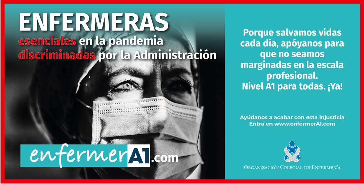 👉 Reclamamos al Gobierno que modifique la legislación para que se deje de considerar a las enfermeras como profesionales de segunda y se les incluya en el Grupo profesional que les corresponde: el A1  

✔️ Apóyanos en: enfermerA1.com  

#enfermerA1 #DiaDelTrabajador