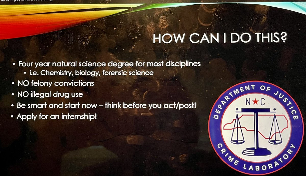 Great forensics class today. Students heard from a real forensics scientist that works at the NC Crime lab. @NCCyberAcademy1 <a href="/nceduc8r/">Chris Vecchione</a> #forensics #traceelements #realworldlearning