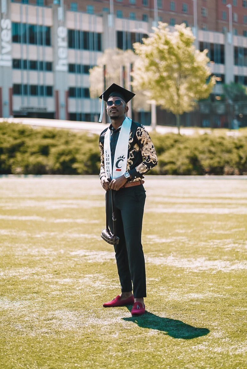 God is great! College graduate 👨🏾‍🎓✅ “keep going up the ladder. They mad make them madder.” #GoBearCats #graduation