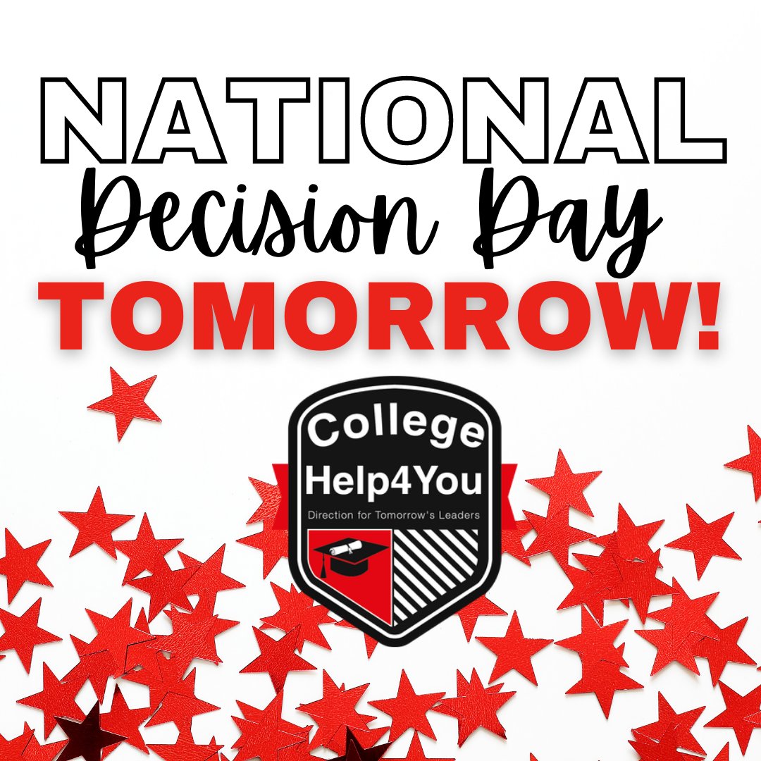 collegehelp4you's tweet photo. May 1st, 2021: a deadline the Class of 2021 has been preparing for since their Junior year!  

...it's time to gear up for your final college decision. We are so proud and excited for you! 🤩

#CollegeHelp4You #Classof2021 #NationalDecisionDay https://t.co/08BdlKRhcc