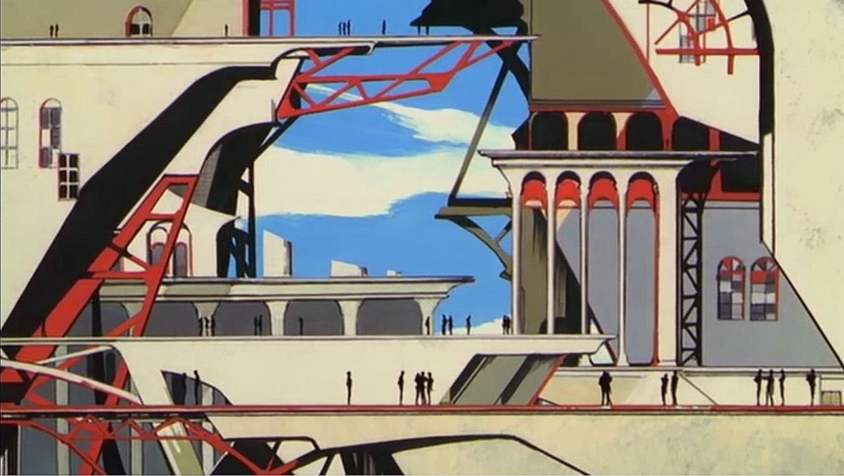 Starts to question that role. I could go on and on about the themes of the series, so I’m just gonna gush about the cinematography. It is my favorite anime of the 90s visually with beautiful architecture and effective cuts that border on surrealism.