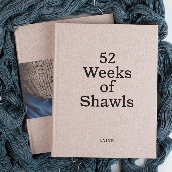 The wait is over! 52 Weeks of Shawls from <a href="/laine_magazine/">Laine Magazine</a> is here! We are thrilled with this beautiful, keepsake book that features shawl patterns from <a href="/westknits/">Stephen West</a>, @maliamaejoseph, @jeanettesloan, and 49 other designers! So much inspiration in this one. … instagr.am/p/COTVr94pUDd/