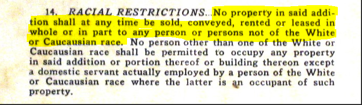 But redlining is different from cities outlawing Black people in certain neighborhoods. Those were covenants