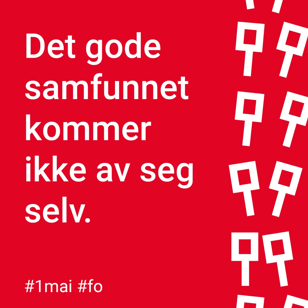 Gratulere med arbeiderens dag! Fagbevegelsen har spilt en sentral rolle i det norske samfunnet, og det skal vi fortsette å gjøre ✊. Det gode samfunn kommer ikke av seg selv #1mai #FO #detgodesamfunn