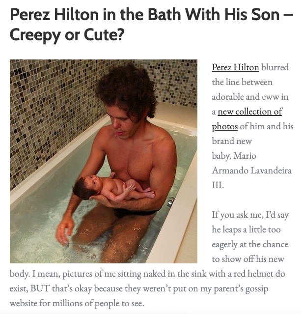 Perez Hilton is now a dad, but controversial photos of them in the bath have sparked backlash.  #FreeBritney