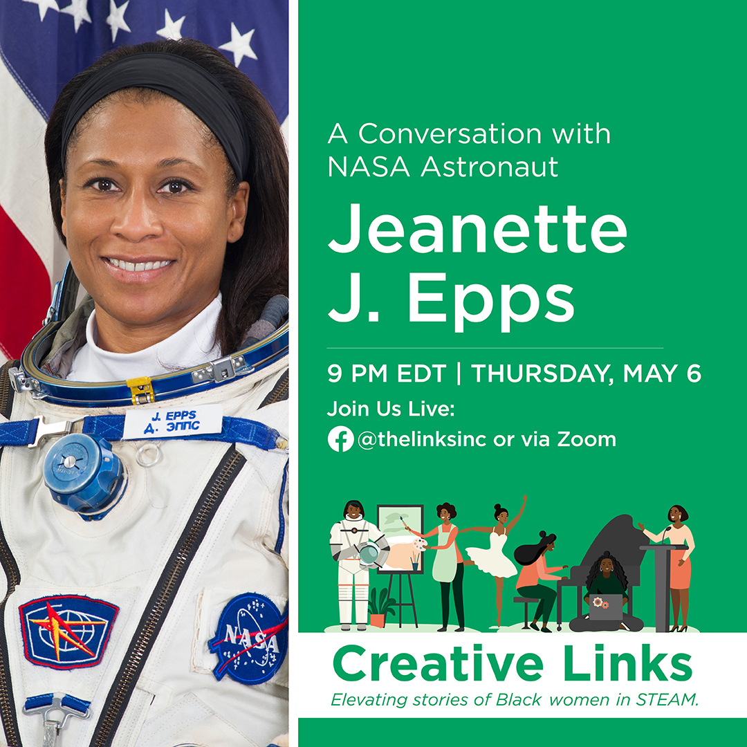 The Links, Incorporated (@linksinc) on Twitter photo Join us on 5/6 at 9 p.m. EDT for our next Creative Links conversation with <a href="/Astro_Jeanette/">Jeanette J. Epps, PhD</a>. Hear about her journey, lessons learned along the way, and much more! Join us on Facebook Live or register via Zoom: bit.ly/CreativeLinksM… #linksinc #creativelinks Join us on 5/6 at 9 p.m. EDT for our next Creative Links conversation with <a href="/Astro_Jeanette/">Jeanette J. Epps, PhD</a>. Hear about her journey, lessons learned along the way, and much more! Join us on Facebook Live or register via Zoom: bit.ly/CreativeLinksM… #linksinc #creativelinks