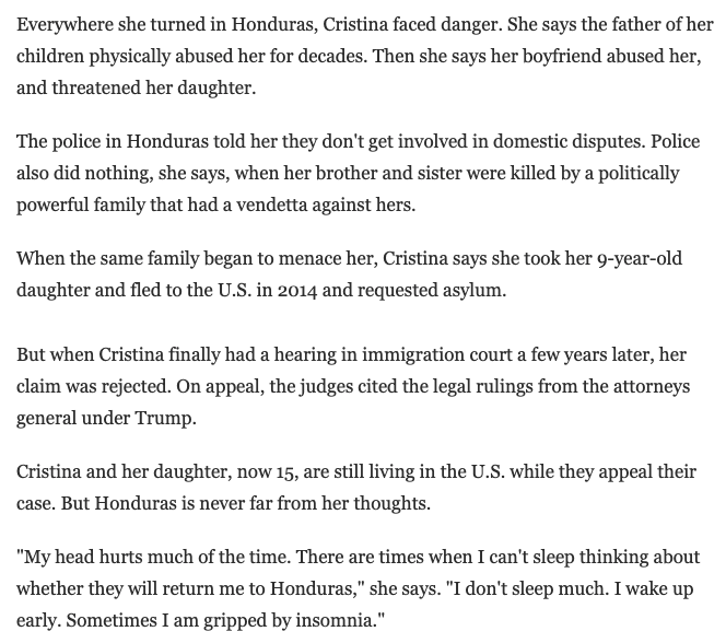 With these Trump policies intact, women like Cristina are being ordered deported to danger."There are times when I can't sleep thinking about whether they will return me," Cristina says. "If I were living in Honduras, they would have already killed me."  #WelcomeWithDignity