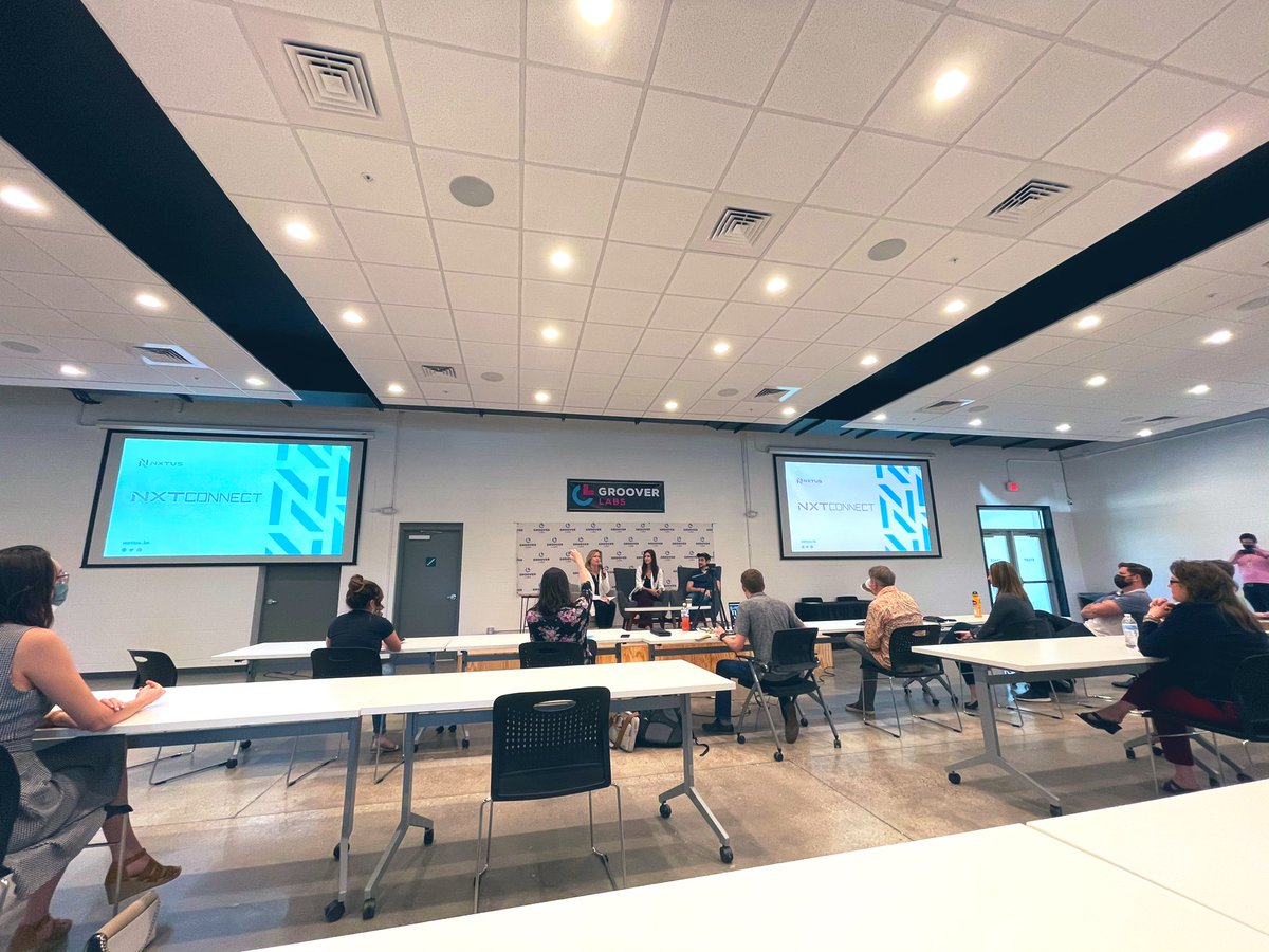 MoonbaseLabs's tweet photo. It feels like ages – lightyears even – since we’ve seen some of the faces in this room. Thanks to @nxtusio and @Groover_Labs for energizing Wichita entrepreneurs with this event! https://t.co/LQbNfLJX9f