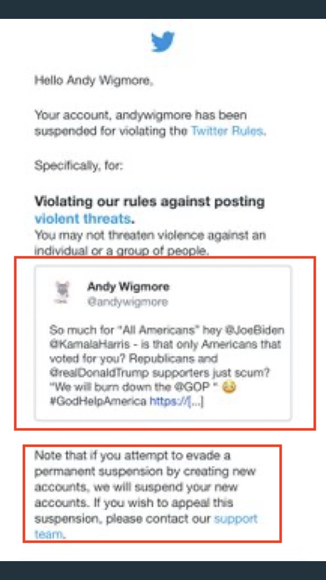 Second logical question is why is he still suspended from Twitter and is he violating their rules again with another account? Here is a screen grab from claims he was unfairly suspended. Not sure if there were other violations - only  @TwitterSupport would know. Red box mine. /3