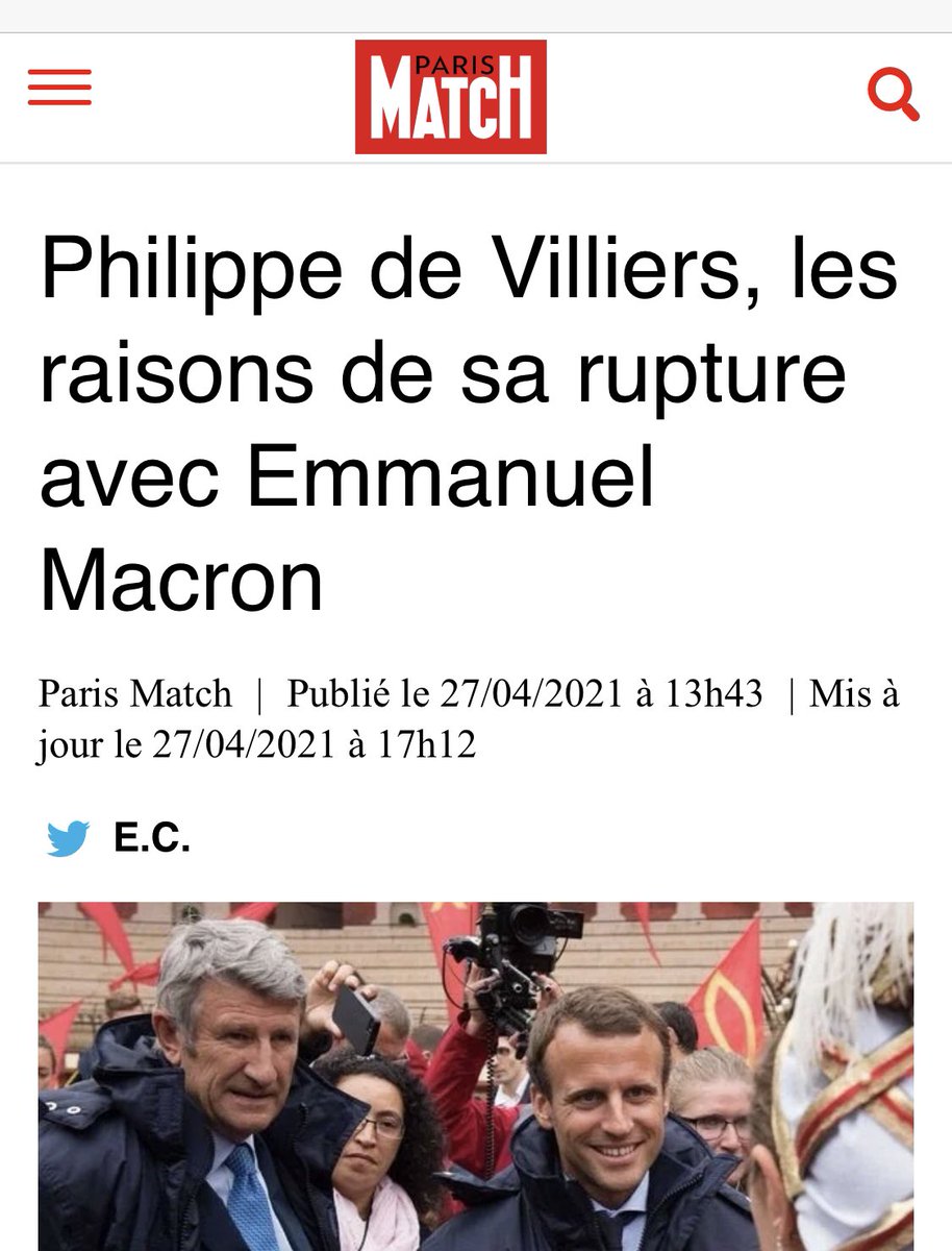 Philippe De Villiers fut un proche et un soutien inconditionnel de Macron ( ça en dit long ) , jusqu’à ce Macron désavoue son frère ( il devait avoir de sacrés dossiers ce n’était pas juste une question de budget des armées ) .