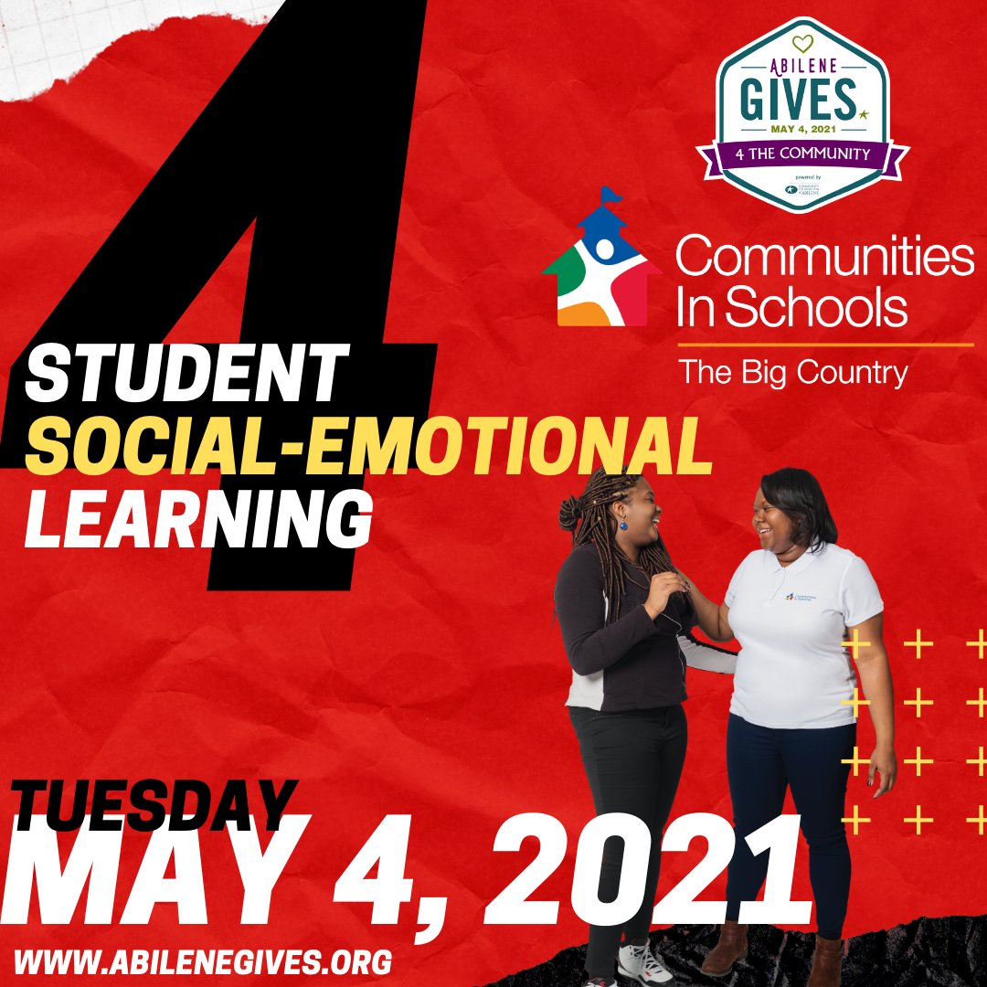 cisbigcountry's tweet photo. Studies show that focusing on social and emotional competencies with students improves their academic performance and decreases anxiety and behavioral issues. Support #cisbc and our work on school campuses.  #abilenegives is Tues., May 4th! Click https://t.co/BrKPCbwU9E to give. https://t.co/AEXrhIyXQs
