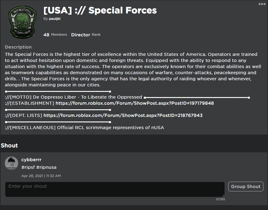 DfulDrea's tweet photo. Finally, Director of Special Forces!!! | It took a few months after Liam_drg's term but I had a huge dedication to it. https://t.co/wEwKKzkWQo