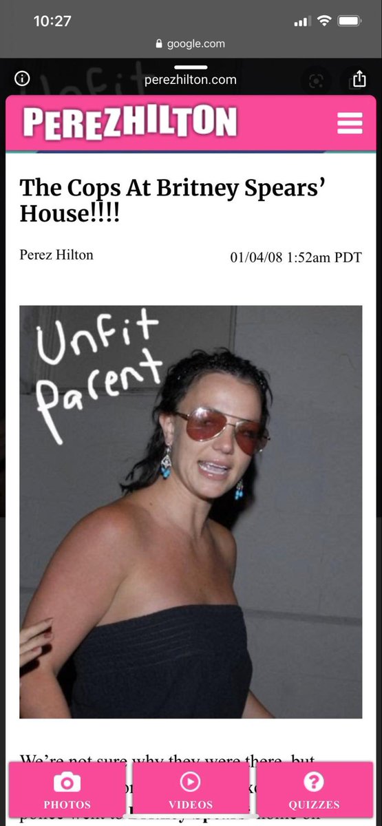 Perez was absolutely disgusting to Britney Spears in 2007, editing her photos to make her look like a drug addict, calling her an unfit parent, capturing her worst moments from the paparazzi and adding tacky clipart captions to post on his trashy website.  #FreeBritney