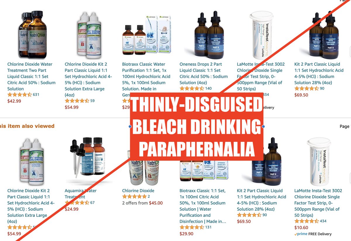 #3 Drinking Bleach. Lots of "water purification" products that match the ingredients of the quack "miracle Mineral solution" aka bleach.From questions & reviews it's clear that people are drinking the stuff.Drinking bleach is as toxic as it sounds.