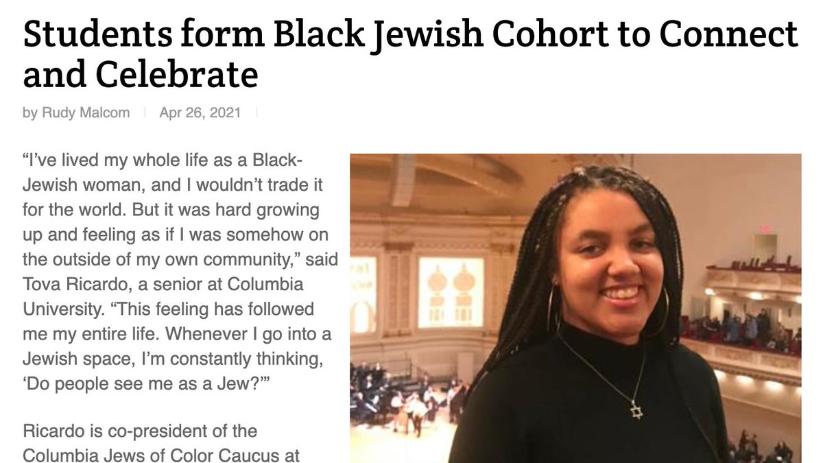 “To have a national effort that is specifically for Black-Jewish people is really comforting.” - Tova Ricardo of @cbhillel Read more about Hillel International's first-ever cohort that connects & celebrates Black-Jewish stories. bit.ly/3e1hutj