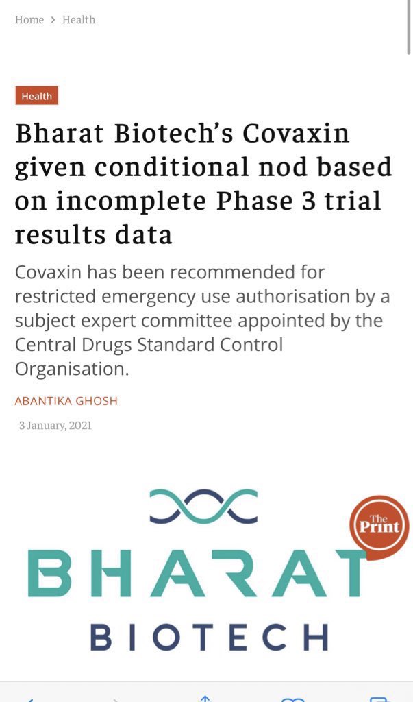 [6/n] The Print (Media) Innumerous articles were written to cast aspersions on Indian Vaccines and  #COVID19 vaccines in general adding more to the  #VaccineHesitancy amongst Indians. Credit:  @agrawalp2001