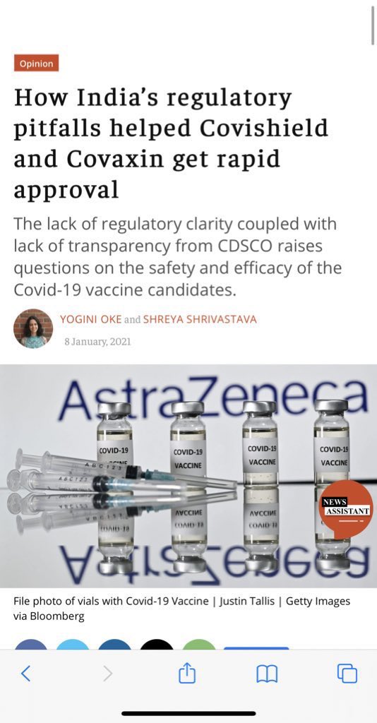 [6/n] The Print (Media) Innumerous articles were written to cast aspersions on Indian Vaccines and  #COVID19 vaccines in general adding more to the  #VaccineHesitancy amongst Indians. Credit:  @agrawalp2001