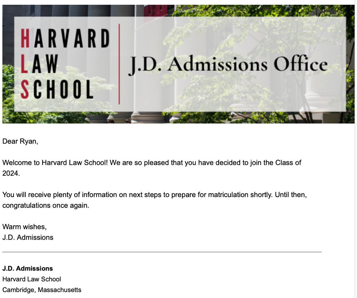 Excited to announce this will be my last Georgia spring for a few years as I will be joining the J.D. Class of 2024 at Harvard Law School! Thank you to everyone who has encouraged me and poured into me over the years! I look forward to what comes next!