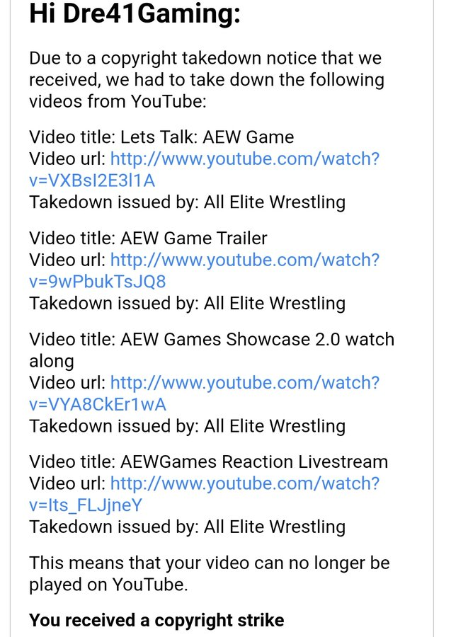 Forever Botchamania Not Sure What S Going On With Aew Youtube Today But The Aew Music Channel Only Has 4 Videos Remaining Channels Like Dre41gaming Have Had Strikes On Videos