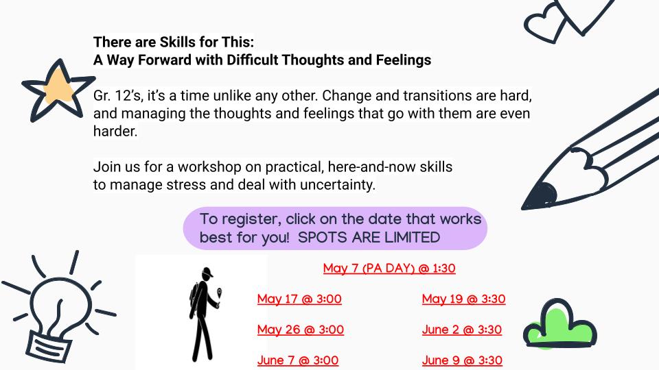 YCDSB_MH's tweet photo. GR. 12's.... This workshop is for you! Check your email. Spots are limited https://t.co/fgVcPBmUGa