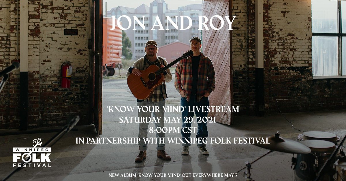 JUST ANNOUNCED: Join <a href="/jonandroy/">Jon and Roy</a> as they perform streaming from our Facebook page on May 29 at 8 PM CST. Playing songs from their 9th studio album 'Know Your Mind' (out May 7, 2021), as well as fan favourites! Pre-save the album now: bit.ly/336LCgc