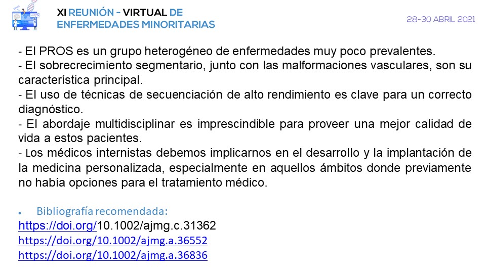 El Dr. Pau Cerdá del S. de M. Interna del H. U. de Bellvitge (Barcelona) nos ha hablado de los SÍNDROMES PROS: una nueva nomenclatura para enfermedades conocidas.  #EnfermedadesMinoritarias #SEMITuit