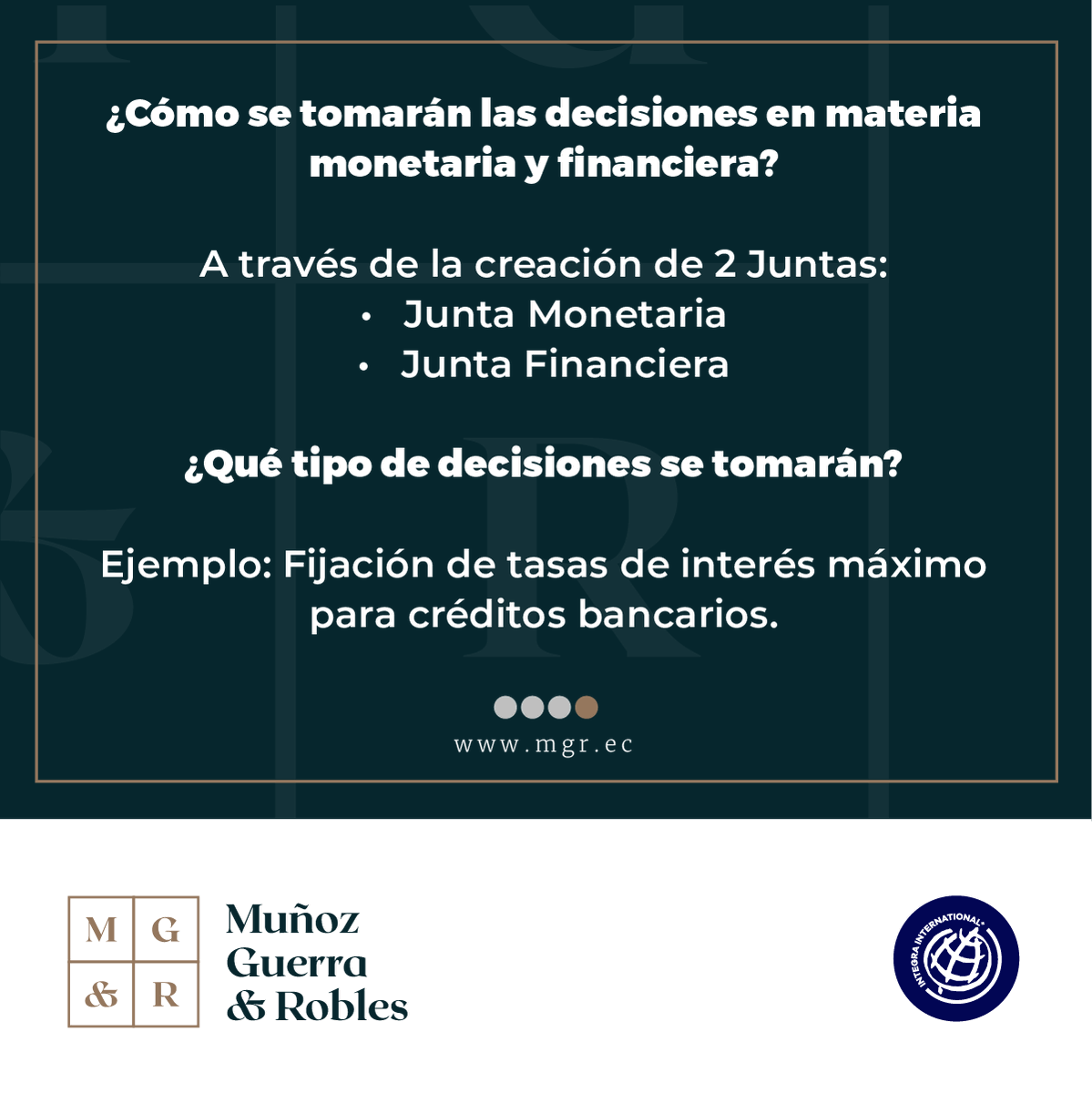 MGR_Ecuador's tweet photo. Si no estabas al tanto sobre las implicaciones de la Ley de Defensa de la Dolarización, #MGRteinforma. Para más información visita nuestra página https://t.co/ic1OwCLXDj
.
#mgrecuador #integrainternational #Asesoriacontable #empresas #quito #ecuador https://t.co/SWpRRYgpUJ