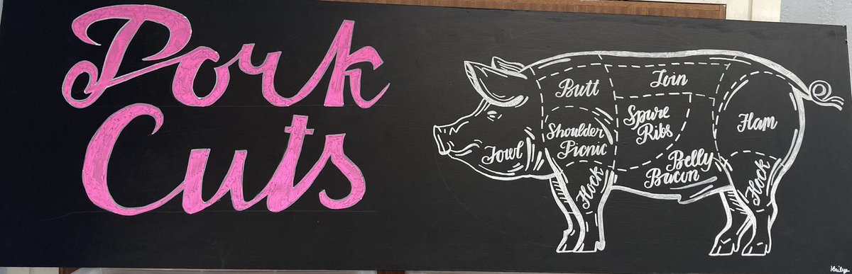 RSAFoodRoom's tweet photo. Loving my new animals joining the Food Room courtesy of the fabulous yr 13 Alevel Art Students @RSA_Art_Dep #blackboardartwork #meatcuts #kitchenrefurb https://t.co/3tF0JWKZfL