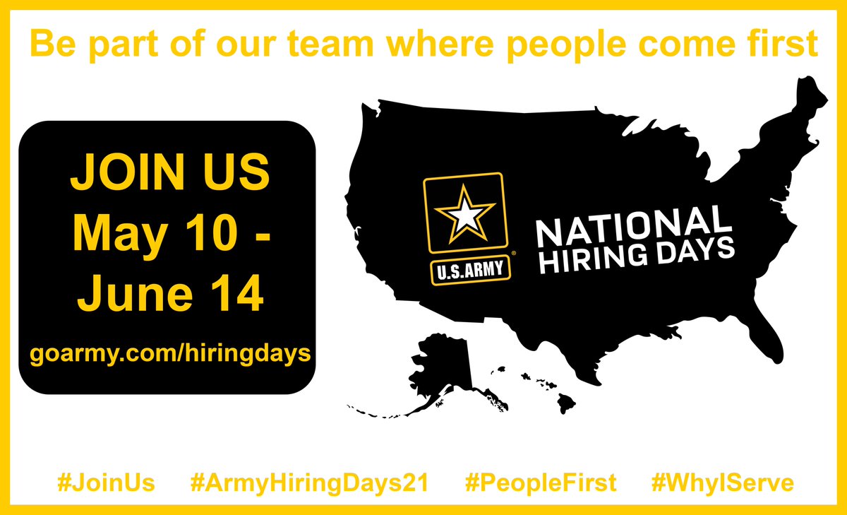 readynwi's tweet photo. Army National Hiring Days! 

Find out more information or register here>https://t.co/RKARzcOUCQ https://t.co/LLdOAMOyjf