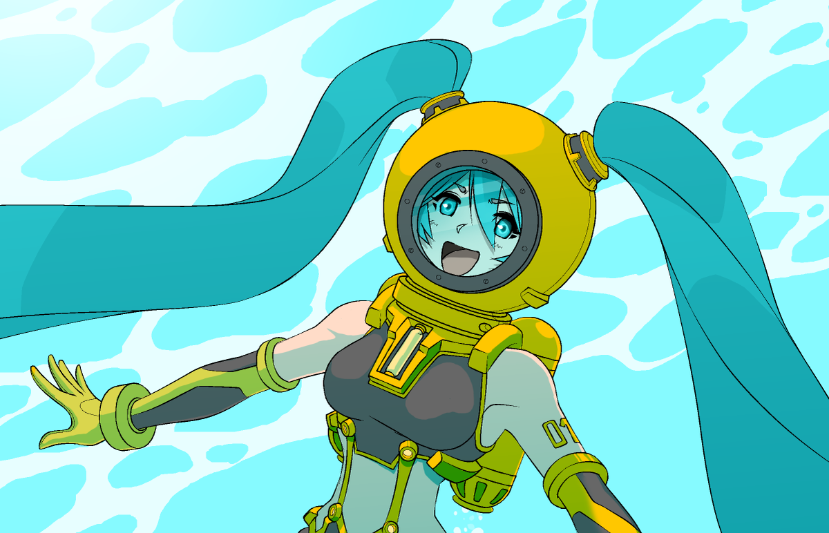 Sea Diving Miku 2021 Ver.

Hatsune Miku wearing Lusca's aquanaut armor

#HatsuneMiku #miku #vocaloid #FANART #anime #art #digitalart #seadiving