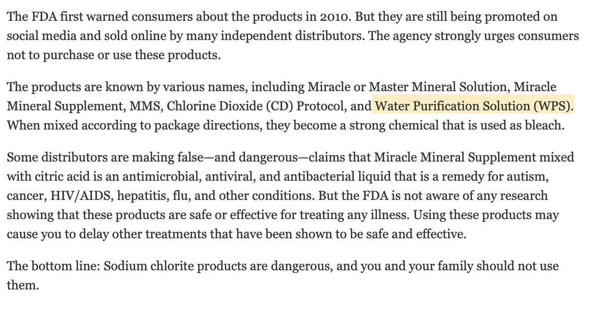 Context on  #3 Amazon tried to block quack "miracle mineral solution" drinking bleach, so the MMS community uses "water purification" as a workaround. Purifying water w/chlorine can be legit but Amazon customer questions & reviews make the MMS use clear. https://www.fda.gov/consumers...