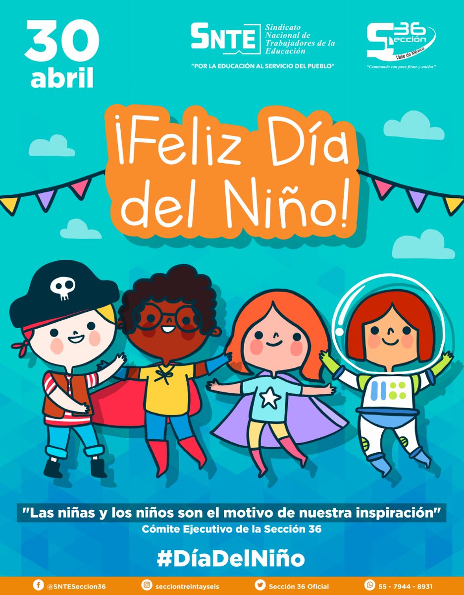 Seccion36Ofic's tweet photo. 👉 El Comité Ejecutivo de la #Sección36, reconoce y felicita a todas las niñas y niños del mundo. #30DeAbril
✔️ Como Trabajadores de la Educación 👩🏻‍🏫🧑🏻‍🏫  tenemos claro que ellos son nuestra razón de ser y al final, lo más bello de ser docente es aprender de ellos. ¡Felicidades! 👏 https://t.co/GBbNBCbcVA