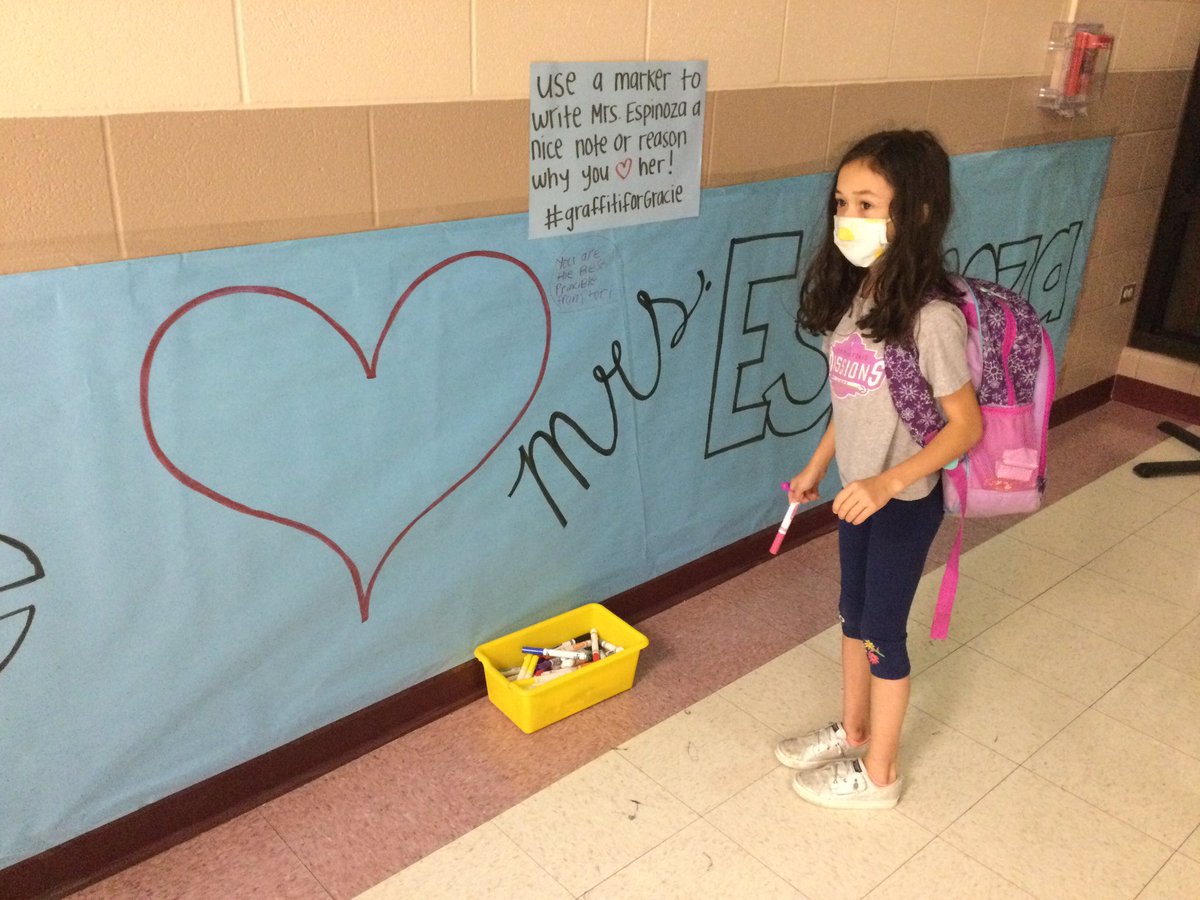 fefegarz's tweet photo. Tori had to be the first one to sign Mrs. Espinoza’s principal appreciation sign. We love you @graciemespinoz4 @NISDLeonSprings https://t.co/vUB3cXZHb1