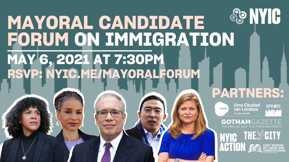 📆El 6 de mayo candidatos a alcaldía de #NewYork hablan sobre inmigración.

Modera
<a href="/HeyItsMurad/">Murad Awawdeh</a> de <a href="/thenyic/">New York Immigration Coalition (NYIC)</a> &amp; <a href="/NYICAction/">NYIC ACTION</a> 
Panel
<a href="/annjychoi/">Ann Choi 최주연</a> de <a href="/THECITYNY/">THE CITY</a>  
<a href="/samarkhurshid/">Samar Khurshid</a> de <a href="/GothamGazette/">Gotham Gazette</a>
<a href="/dparramejia/">Daniel Parra Mejía</a> de <a href="/CityLimitsNews/">City Limits</a> y <a href="/limites_una/">Una Ciudad Sin Límites</a> 
 
Inscripción 👉🏾docs.google.com/forms/d/e/1FAI…