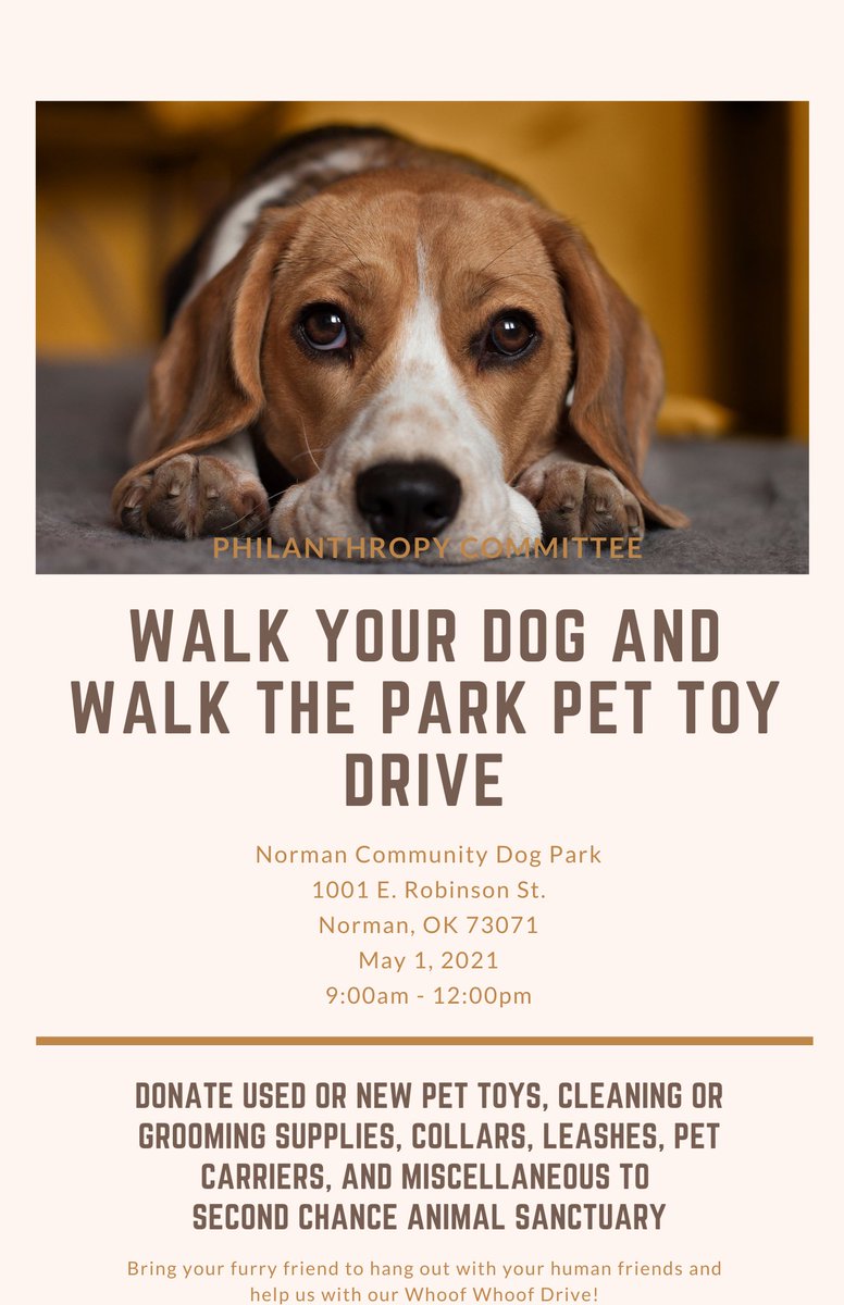 OU_CommDept's tweet photo. Join the Communication Graduate Student Association (CGSA) this Saturday as they host a pet toy drive for Second Chance Animal Sanctuary. You can donate new or used pet toys, leashes, collars, or grooming supplies. #oucommdept https://t.co/8IhgvrVA39