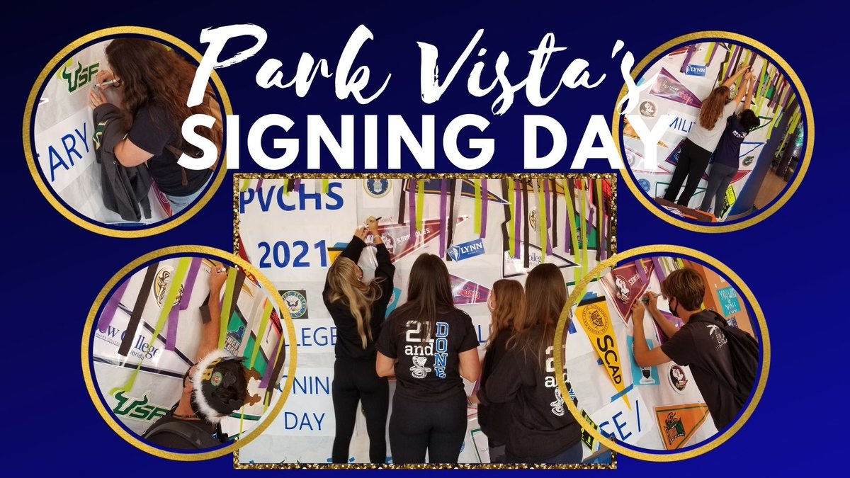 Park Vista School Counseling Department (@pvchscounselors) on Twitter photo Park Vista's Signing Day 2021
@bettermakeroom @reachhigher <a href="/pbcsd/">The School District of Palm Beach County</a> <a href="/SchoolCounsEV/">Eunice Vivar</a> <a href="/PBSCA1/">PBSCA</a> @myFSCA <a href="/ASCAtweets/">ASCA</a> #CollegeSigningDay #BetterMakeRoom #ReachHigher #PVSigningDay Park Vista's Signing Day 2021
@bettermakeroom @reachhigher <a href="/pbcsd/">The School District of Palm Beach County</a> <a href="/SchoolCounsEV/">Eunice Vivar</a> <a href="/PBSCA1/">PBSCA</a> @myFSCA <a href="/ASCAtweets/">ASCA</a> #CollegeSigningDay #BetterMakeRoom #ReachHigher #PVSigningDay