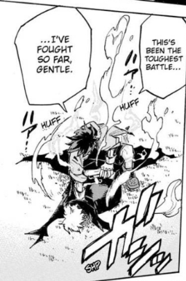 Deku's words seem strange here, but he didn't mean power alone. Gentle was his toughest opponent because he WASN'T Muscular, or Overhaul, or Shigaraki. He was an average guy who was failed by the expectations that society placed on his shoulders.