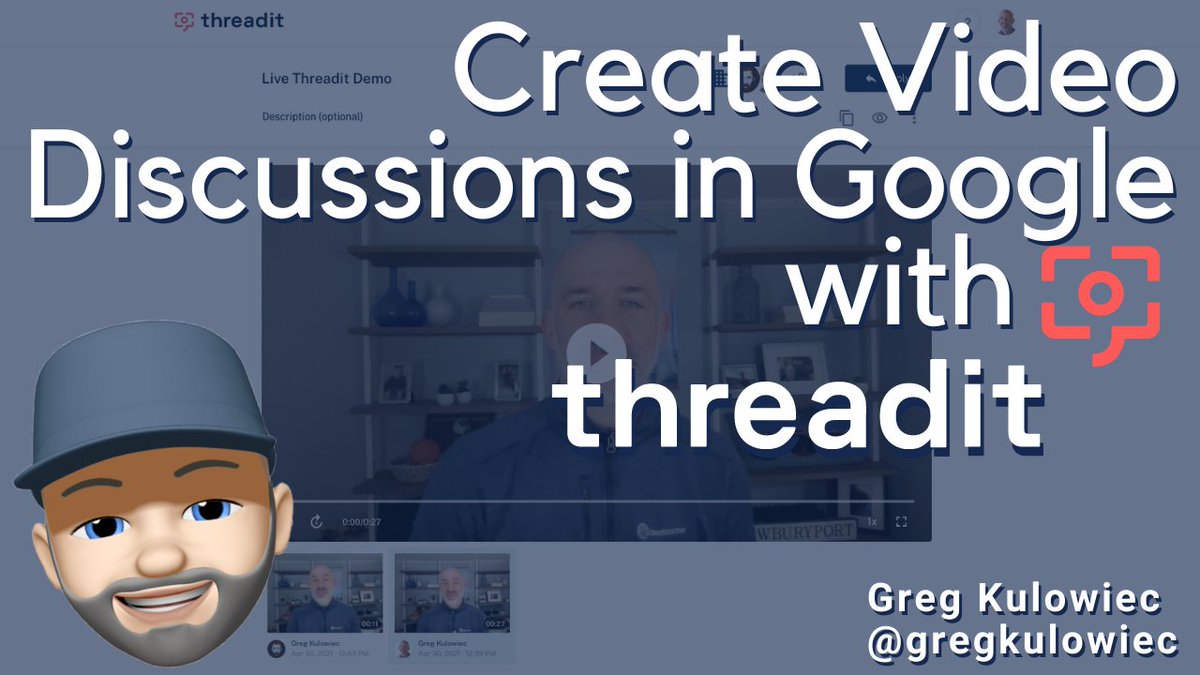EdTechTeacher21's tweet photo. A helpful post from @gregkulowiec on how to use Google’s Threadit to create video discussions that extend outside of class: https://t.co/Sb40Z1mXfO

Learn this process &amp; more with Greg this summer in a week long workshop: https://t.co/mmGhVPT3kK https://t.co/FWMfwJbITa