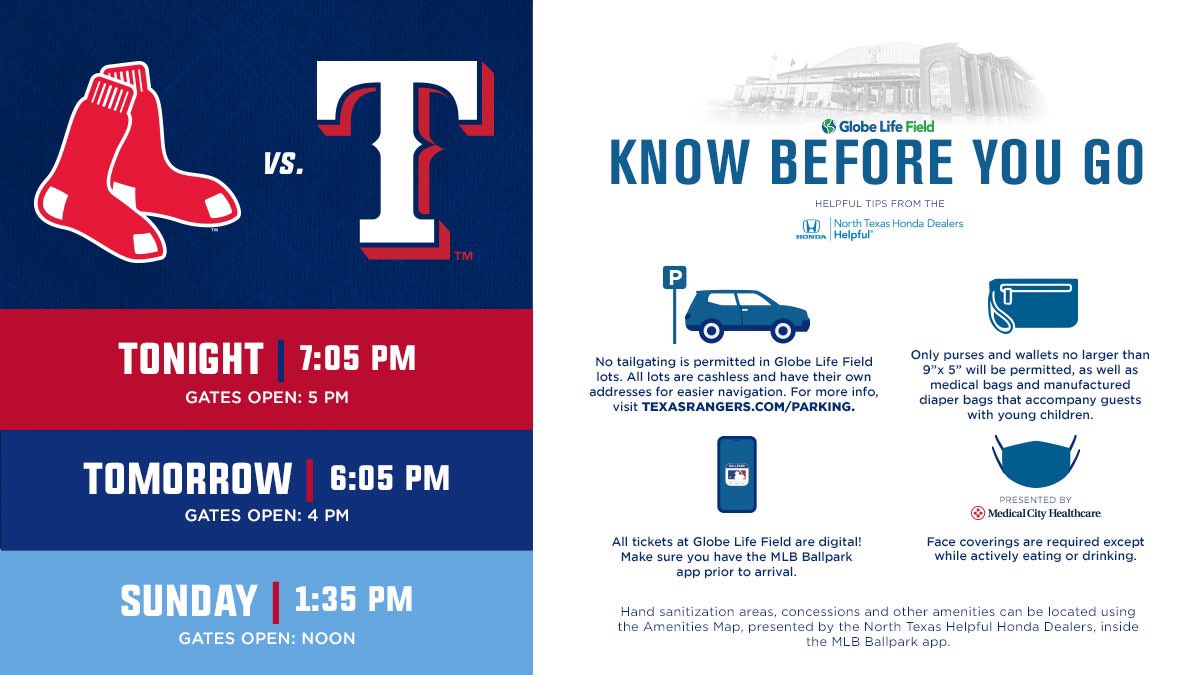 Globe Life Field on X: Coming to the ballpark this weekend? Here are a few  reminders before you visit! ⬇️  / X