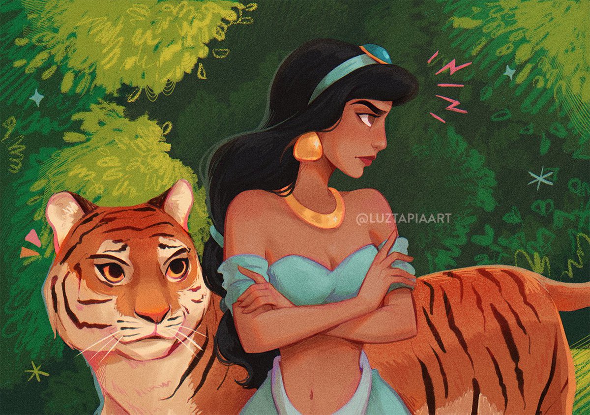 luztapiaart's tweet photo. Jasmine, my second drawing on my Grumpy Princesses series ♥️👑 Isn't she just so cool? I loved her personality on the movie!
I should include more animals into my works because they are so cute to draw! https://t.co/PKCV6HP2Uq