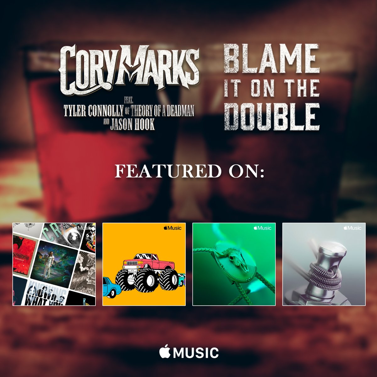 “Blame It On The Double ft. Tyler Connolly of @theorymusic and @jasonhook03'  is out now and featured on #NewInCountry #NewInRock #5thGear #BreakingHardRock on @applemusic. 

Thank you so much @suzytothec, @SteveUknuis, and the entire Apple Music team – you rock! 🥃🥃