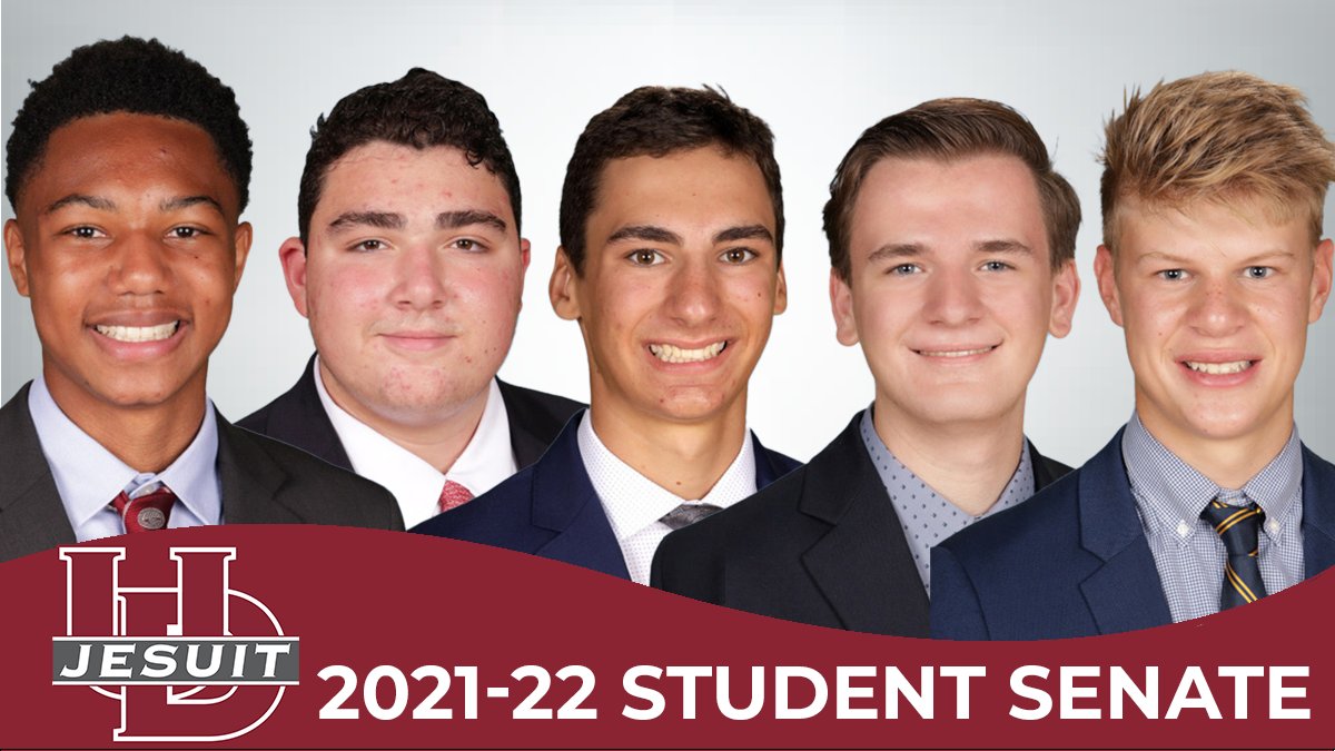 Congratulations to the 2021 -22 U of D Jesuit Student Senate Officers elected today.
President: Josh Dorsey
Vice-President: Mike Mathis
Secretary: Otto Smith
Treasurer: Kyle Cronan
Sgt.-at-Arms: Luke Padilla
#HeresToAllTheFellows  #LoyalTheyWillBe