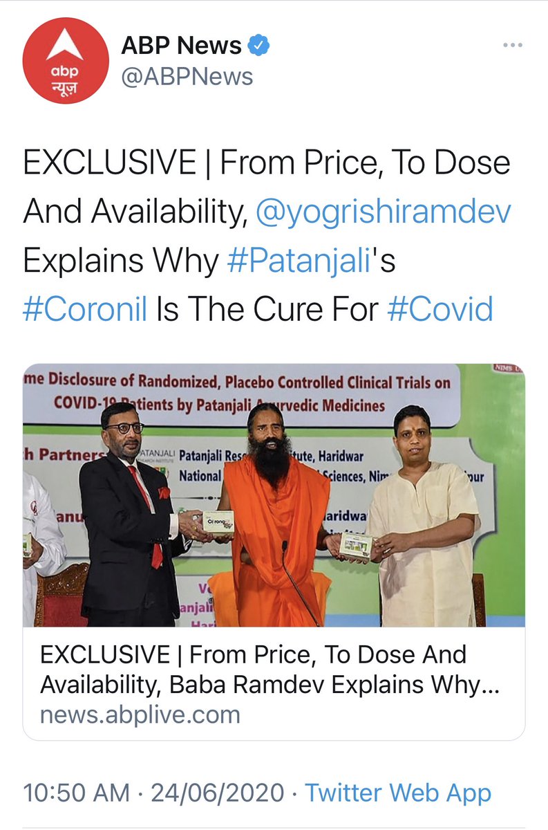 Some media outlets went a step further in actively marketing the unverified claim on prime time and shared information about how and where to buy Coronil. 12/n