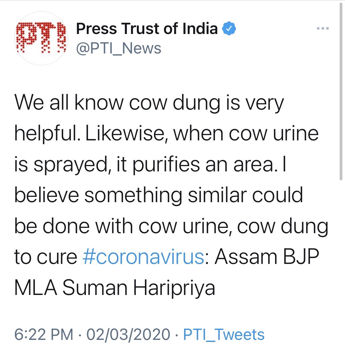 Then there were a series of claims by BJP leaders about cow urine and cow dung to fight the virus. 18/n