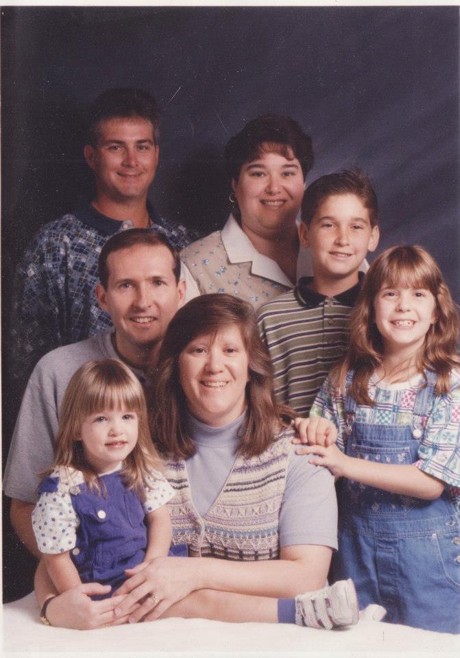 Last tweet I promise: Enjoy this photo (circa late nineties). My aunt & uncle are in the back (you can't tell that she is pregnant with her second son). The little one on the front left is my sister, graduating with her master's degree this weekend. Yours truly is on the right.