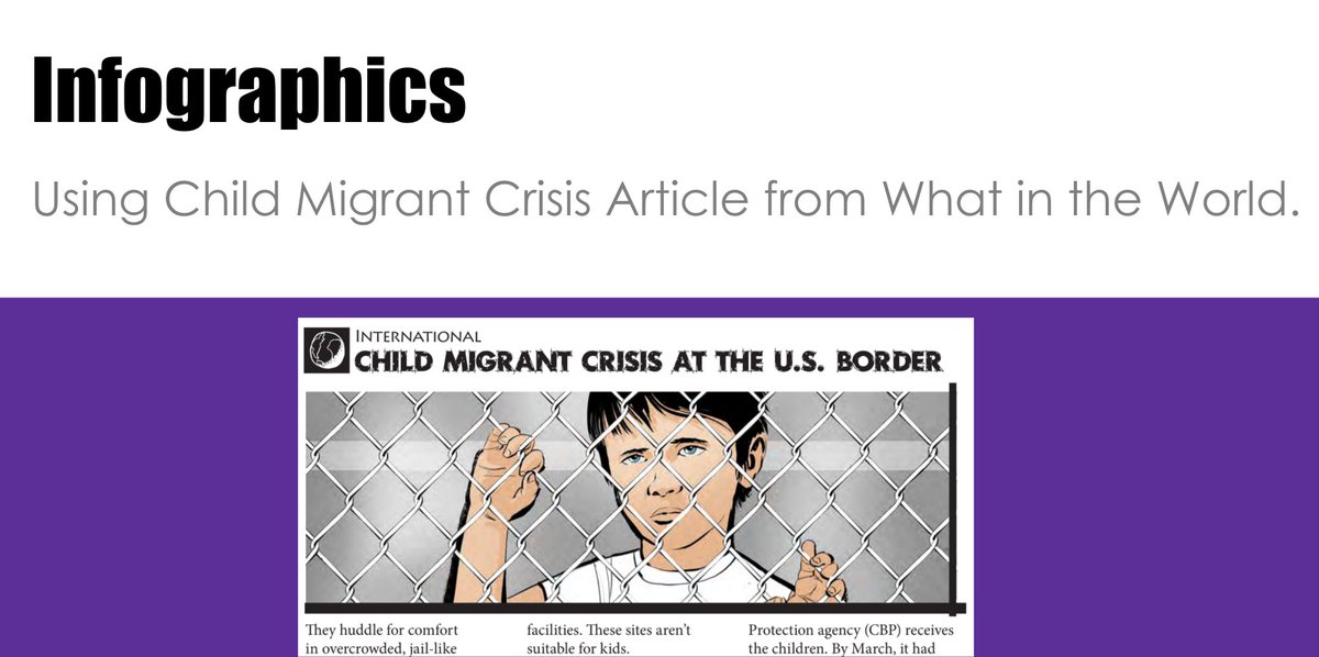 TrishDuivesteyn's tweet image. Using @LesPlan Child Migrant Crisis at the US Border #WhatInTheWorld article to tie in our Gr. 6 Social Studies unit. Today we will explore Editorial Cartoons. Mini lessons so far have included Infographics and discussion questions. #GreatResource