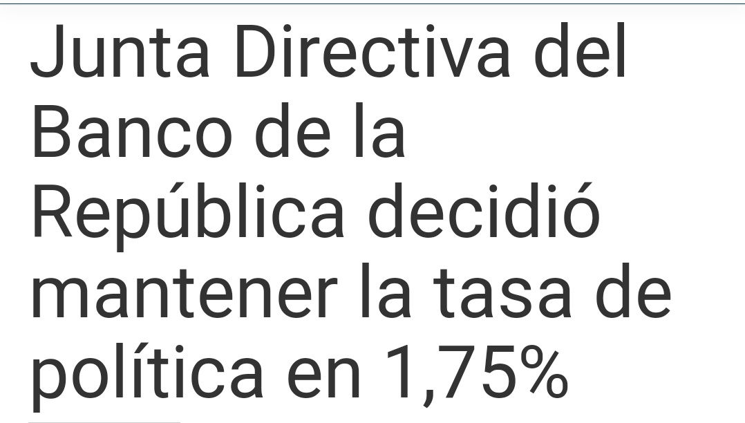 josejournaliste's tweet photo. En reunión de abril #JDBR @BancoRepublica decidió mantener inalterada la tasa básica de intervención en 1,75%, tras ser aprobada por seis votos. Principales factores: incremento en el desempleo y aumento del nivel de pobreza monetaria. Junta plantea: "ajuste fiscal"es necesario. https://t.co/EbBFBp5YrU