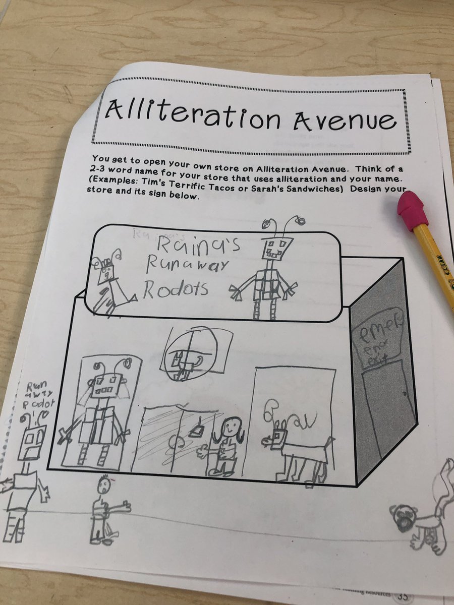 rkfryanrdTech's tweet photo. Ms Cleary’s class is celebrating the end of poetry month with Alliteration Avenue...some spectacular storefronts were surveyed! #PoetryMonth @NPSDistrict @john_provost @Tech_Rocky https://t.co/MPAC0pk1XO