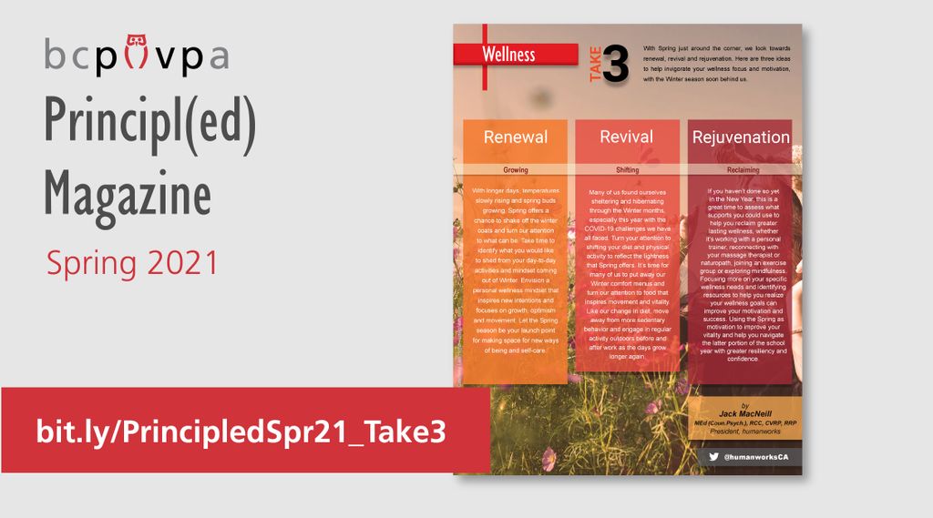 Needing a bit of a recharge? Jack MacNeill, President of <a href="/HumanworksCA/">humanworks</a>, offers three practical tips to invigorate our wellness focus and motivation for the Spring season. bit.ly/PrincipledSpr2…