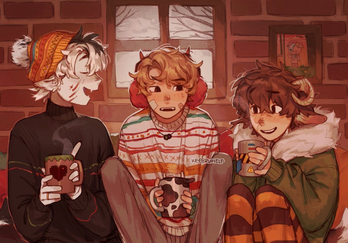 「cozy bench trio they r just chilling 🌨 」danny 👽 ☆のイラスト